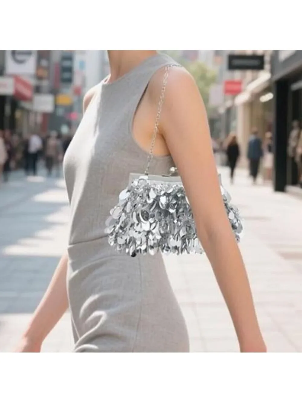 Sparkly  Silver Evening Clutch Purse for Women Elegant Sequined Party  Handbag